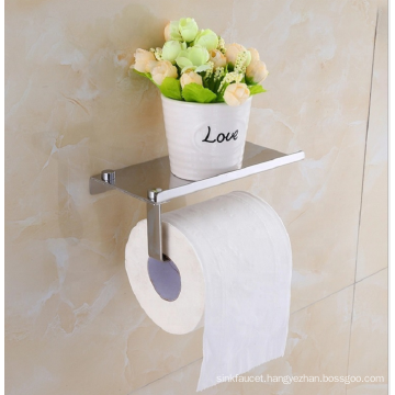 wall-mounted toilet tissue paper roll holder with platform phone holder adhesive